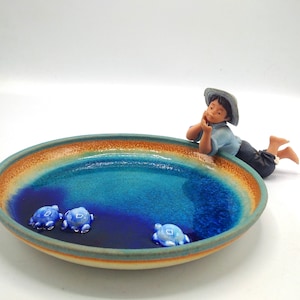 Total Schildkröte! Handgefertigte blau glasierte Majolika Schale / einzigartige Studio Keramik Schale / perfektes Geschenk für Schildkröte Liebhaber!
