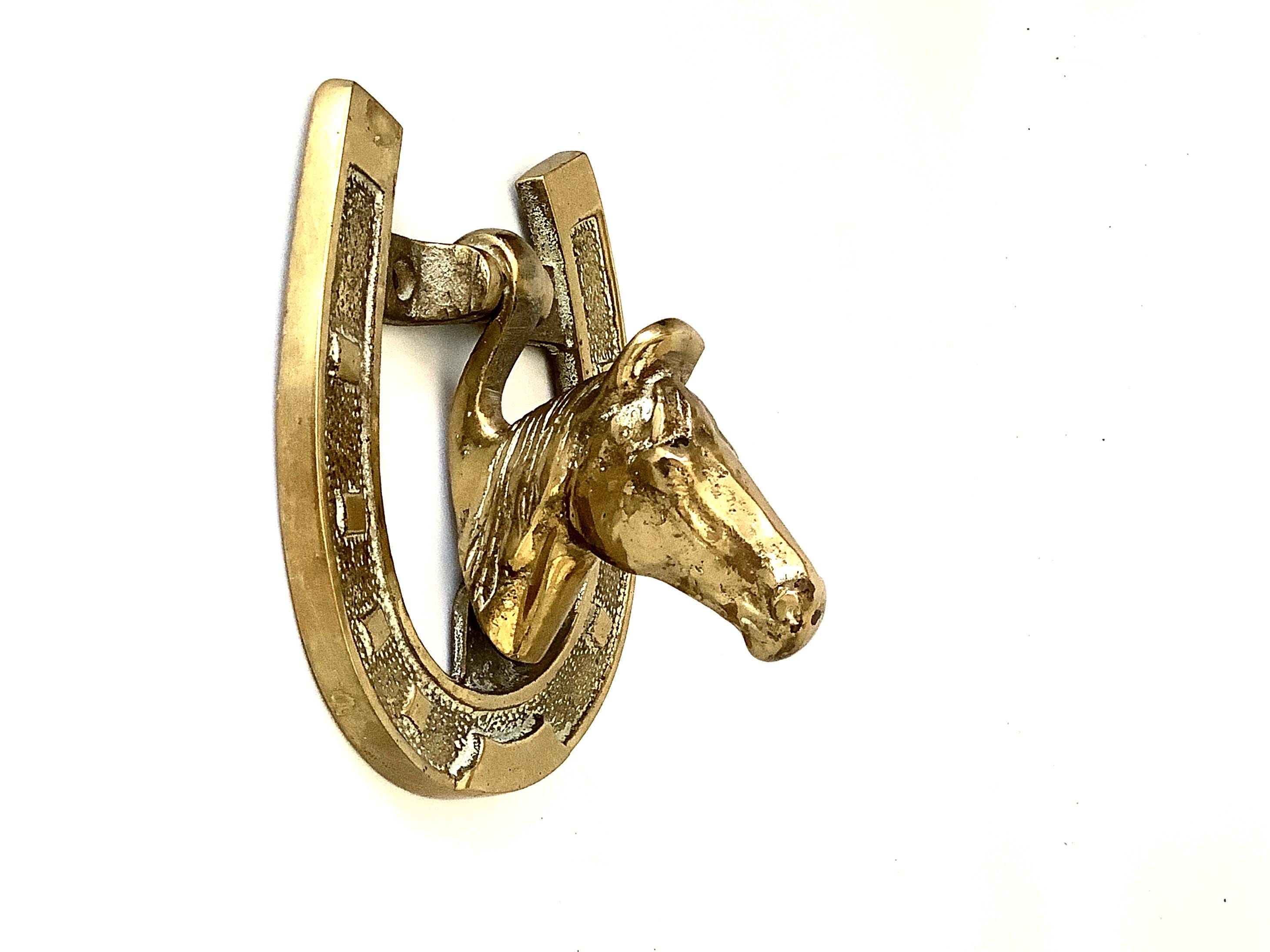 イギリス製の大型の真鍮製馬の頭のドアノッカー / 乗馬ギフト / 馬好き 