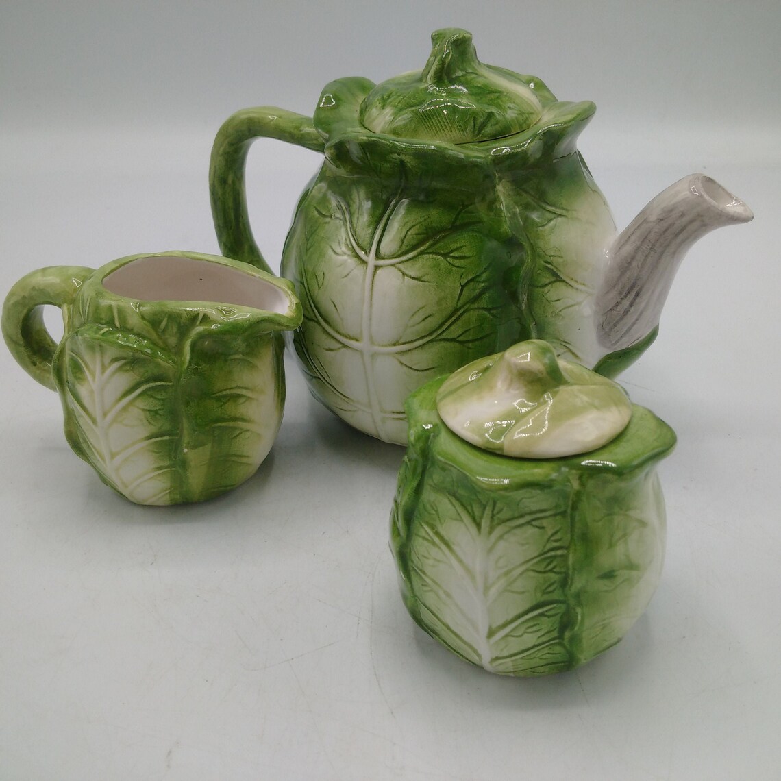 Vintage GREEN CABBAGE LEAF Tea Set / Quirky Afternoon Tea Etsy