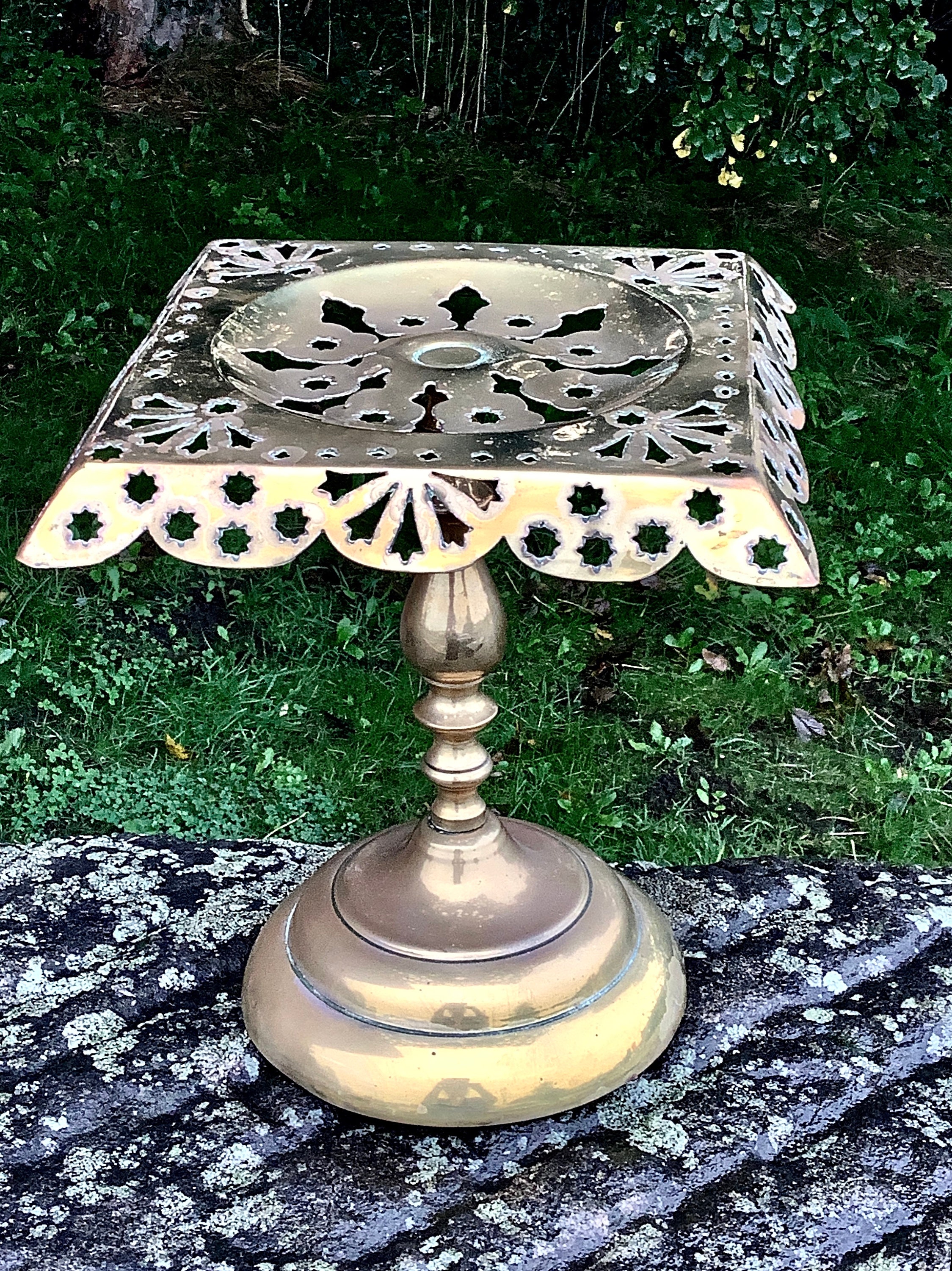 Antique 19th Century Brass Fireside Trivet Made in England Downton Abbey Decor Victorian Plant Stand Old English Hearth Accessory Etsy Canada