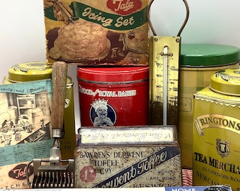KOSTENLOSER WELTWEITER VERSAND! Authentische 1920 ~ 1940's Collection of British Branded Kitchen Products & Packaging to Provide a Ready-Made Display