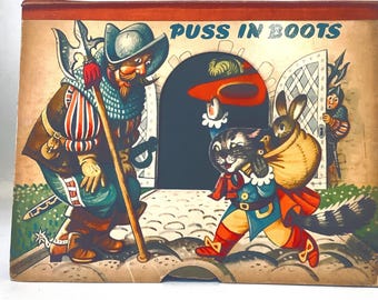 Original First Edition Pop-up-Book PUSS in BOOTS by Vojtěch KUBAŠTA (1960), Early Pop Up Book, Czechoslovakia Pop Up Book