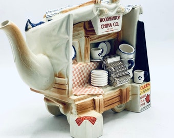 Large “WOODMANTON MARKET STALL” Teapot Made in England by Paul Cardew / Limited Edition Quirky Collectible British Teapot