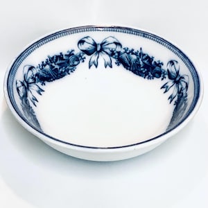 Very Rare Victorian “Shell” Pattern Wash Basin by BROWN-WESTHEAD, MOORE & Co., Dated 1873 / Antique Blue and White Bathroom Accessory