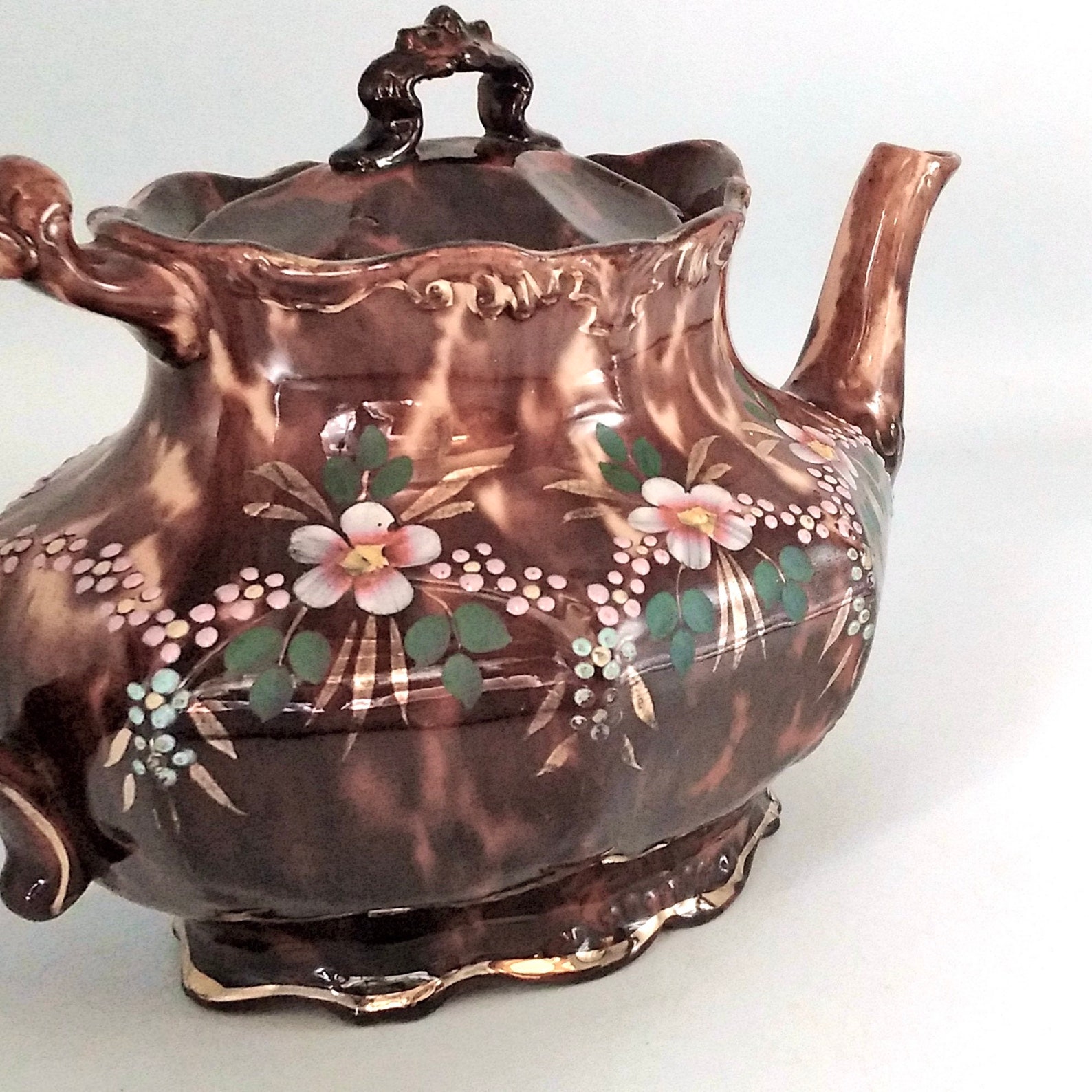 Stunning Handpainted Antique BROWN BETTY TEAPOT / English Etsy
