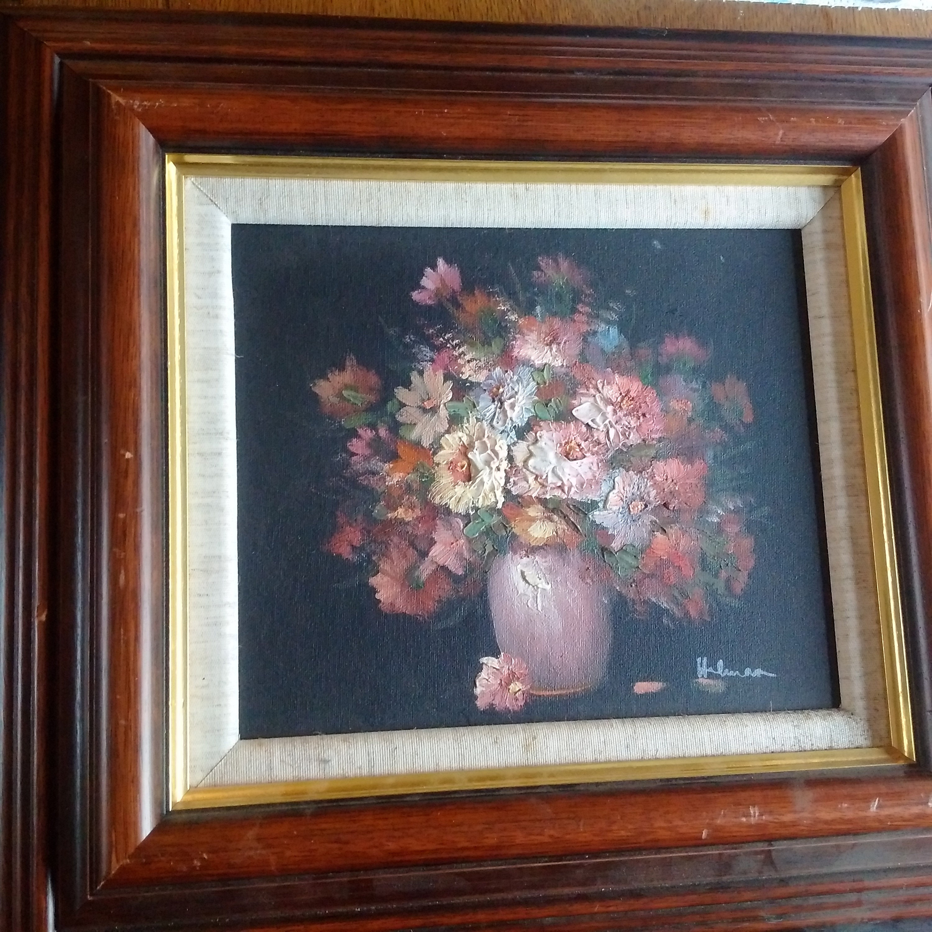 Original English Oil Painting (signed) of Flowers in a Vase / Stunning ...