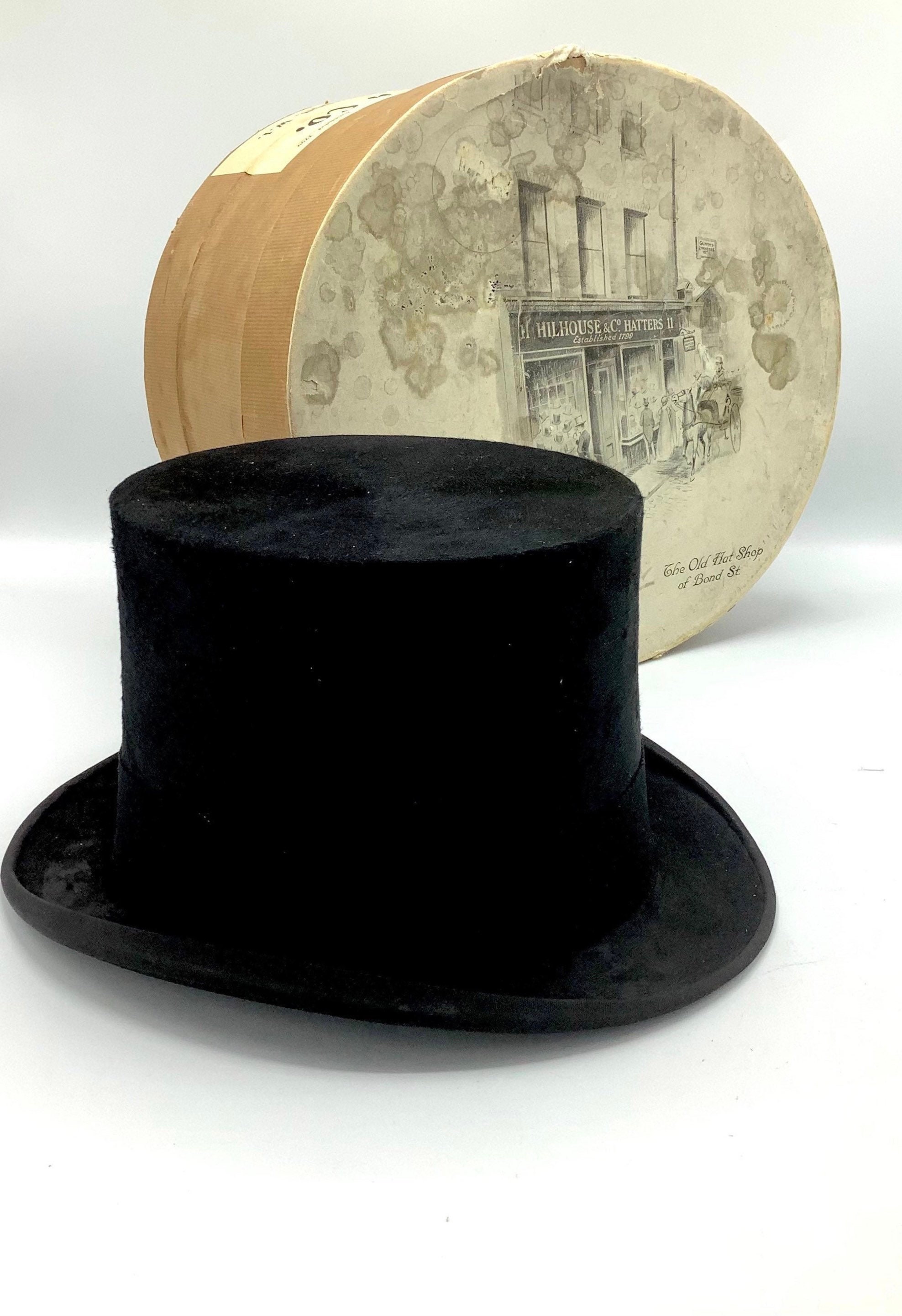 Antique Leather Top Hat Box, Luggage, French Silk Top Hat Inside. Coll –  Antiques & Uncommon Treasure