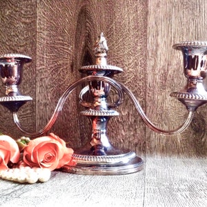 RARE WITH SNUFFER! Vintage Silver-plated 3 Pronged Candle-holder including Candle Doubter // English Silver-plate Triple Holder Candelabra