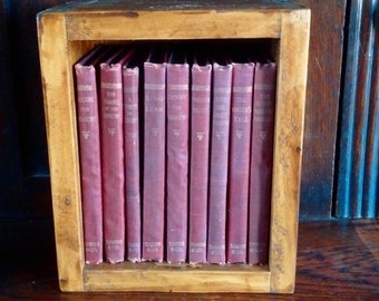 Ensemble de 9 œuvres antiques (années 1800) de Shakespeare dans une caisse en bois / Volumes miniatures du XIXe siècle / Cadeau parfait pour les collectionneurs de Shakespeare