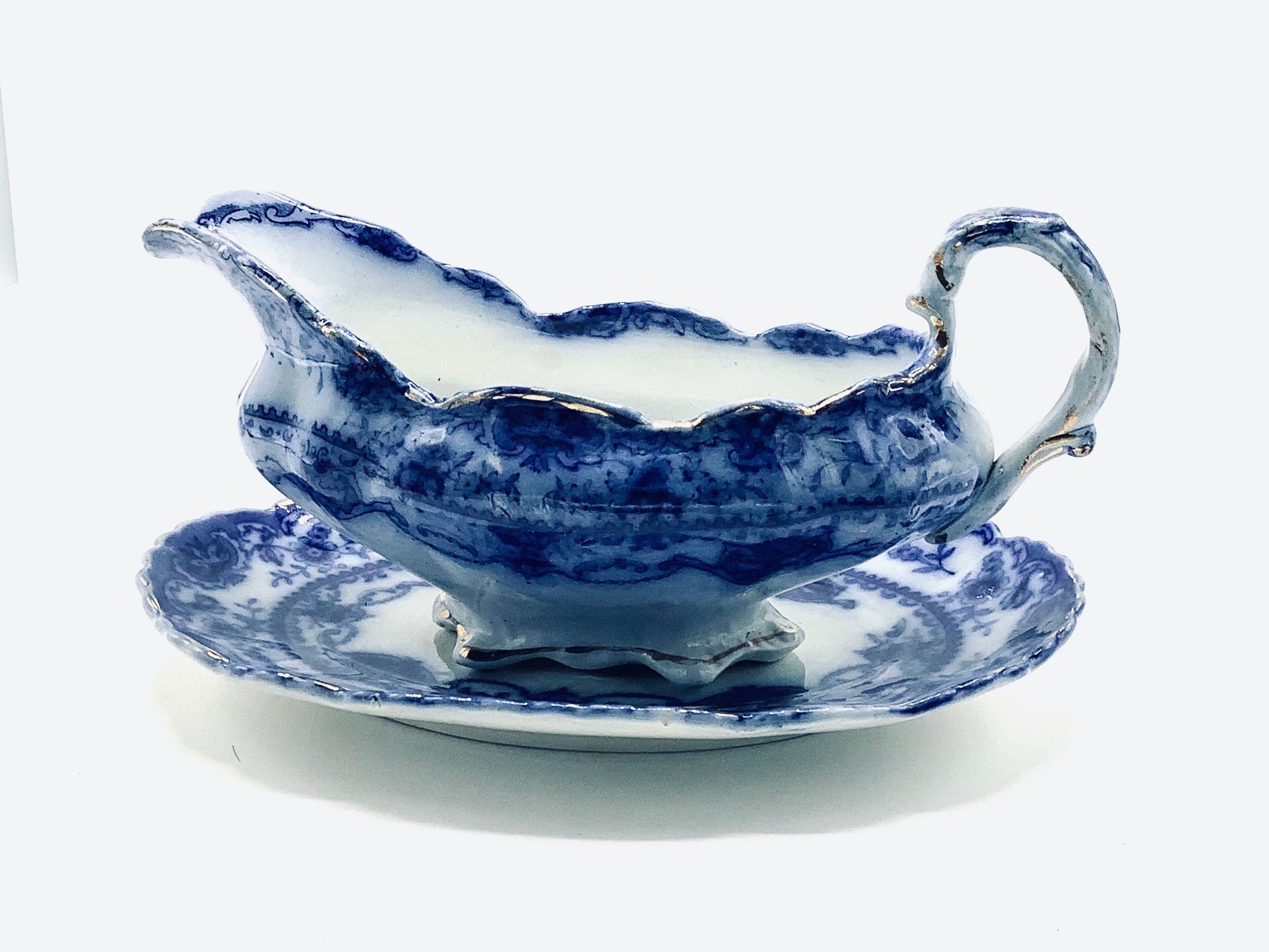 Gravy Boats T & Co Flow Blue Queen Gravy Boat Vintage English Rathbone