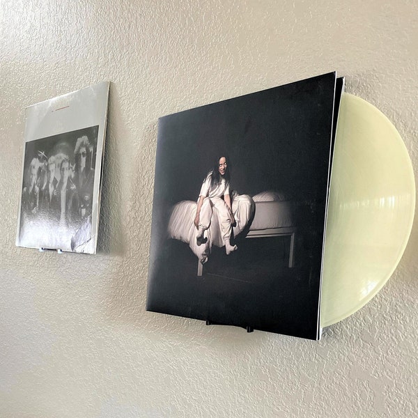 PERFECT FOR RENTERS Vinyl Record Album Display/Wall Mount| Damage-Free Holders| Wall Tape Included | 2 ,5, 10 Packs | 3D Printed