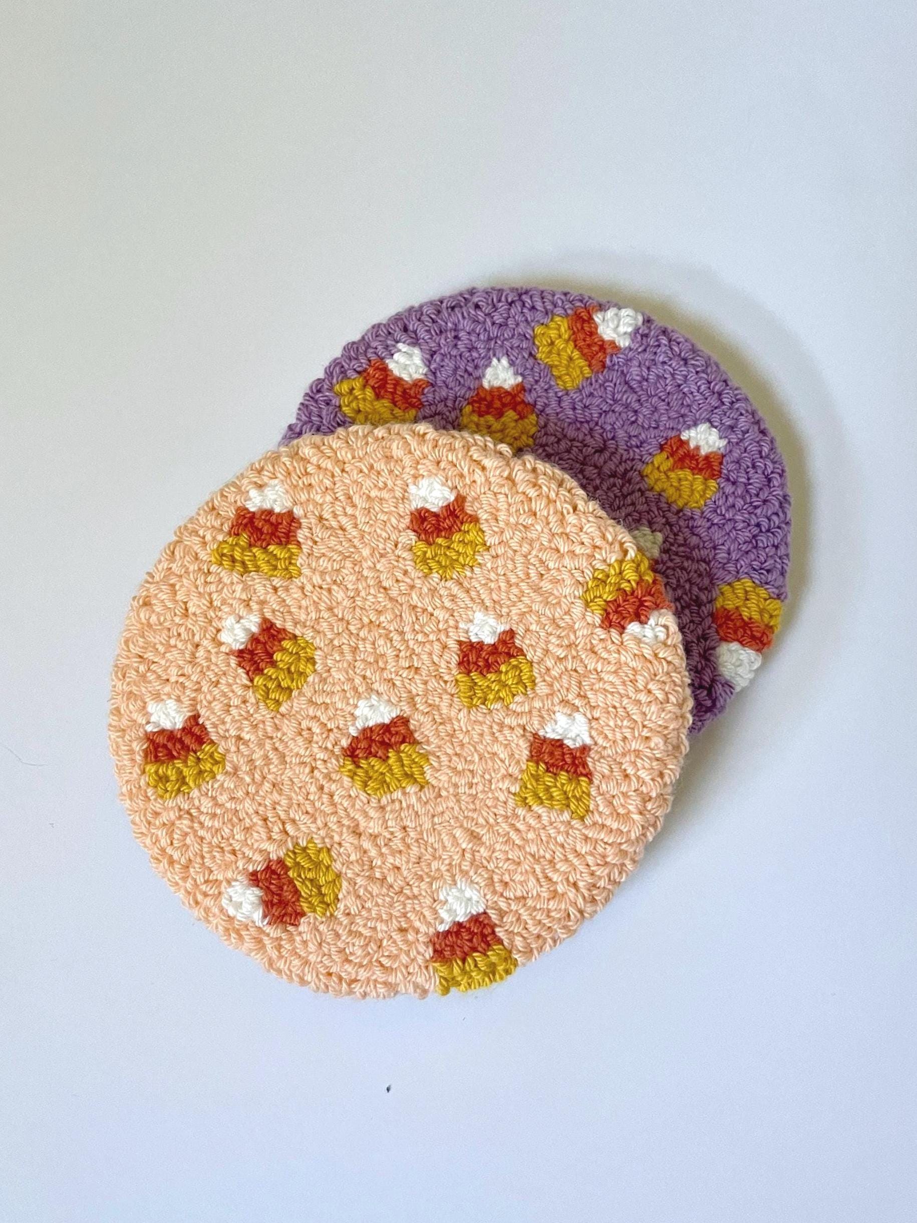 Candy Corn Mug Rug | Punch Needle Coaster | Halloween Decor - Etsy