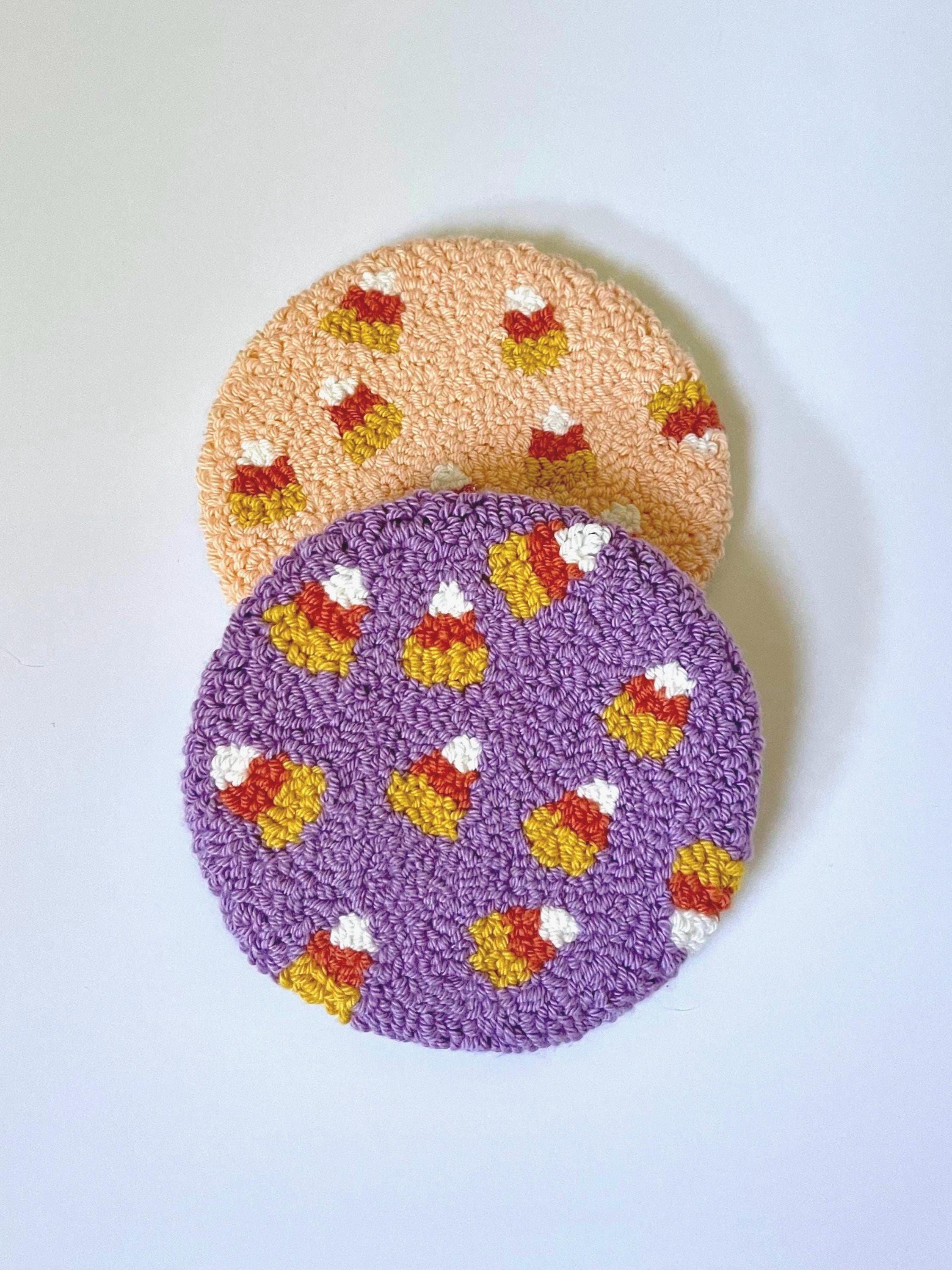 Candy Corn Mug Rug | Punch Needle Coaster | Halloween Decor - Etsy