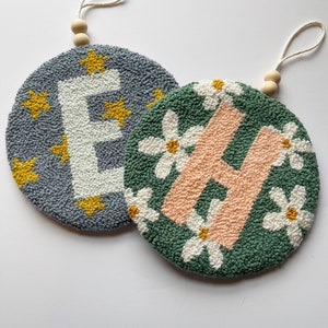 Personalized Monogram wall hanging | Nursery Letter Decor | Punch Needle