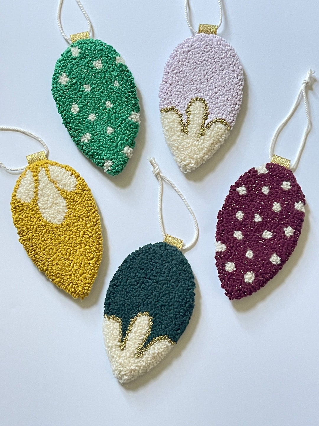 Vintage Ornaments Punch Needle Holiday Decor Etsy