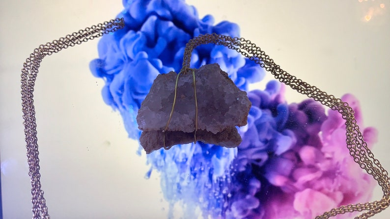 boho jewelry witch Geode necklace crystal necklace long necklace Geode jewelry gemstone necklace sugar geode clunky necklace