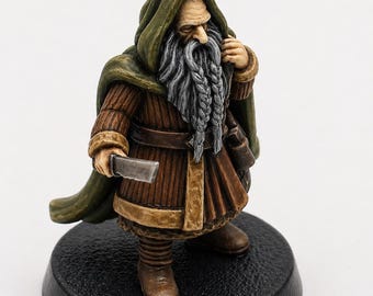 Dwarf Captain Miniature – 28mm Fantasy Warrior with War Hammer | Tabletop RPG & Wargaming Figure