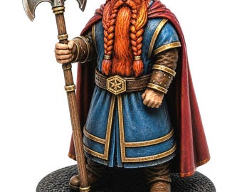Dwarf Mine Prince Miniature – 28mm Fantasy Warrior with Axe | Tabletop RPG & Wargaming Figure
