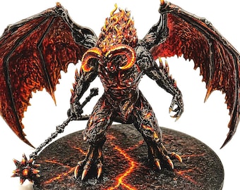 Infernal Winged Demon 70mm – Lava Fire Beast Miniature | 28mm Scale Compatible Boss Monster