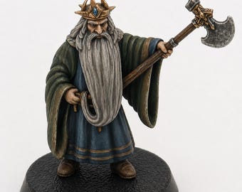 Dwarf King Miniature – 28mm Fantasy Warrior with War Axe | Tabletop RPG & Wargaming Figure