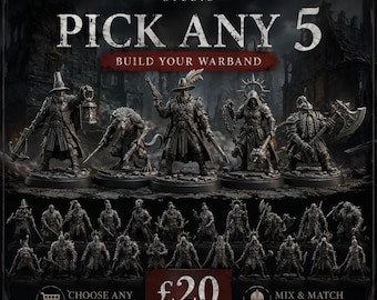 Pick & Mix Fantasy Miniatures x5 – Resin Printed Wargaming Minis – 28mm
