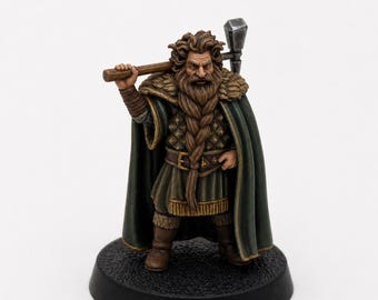Dwarf Prince Miniature – 28mm Fantasy Warrior with War Hammer | Tabletop RPG & Wargaming Figure