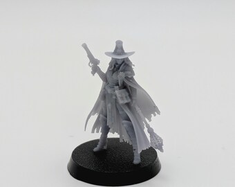 Witch Hunter Inquisitor Miniature – 28mm Grimdark Pistol & Relic Bearer | DnD RPG Wargaming Figure