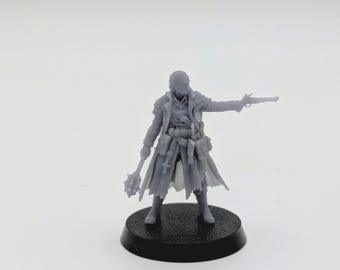 Witch Hunter Bounty Hunter Miniature – 28mm Hero with Pistol & Warhammer | Wargaming