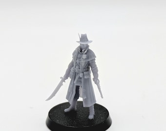 Witch Hunter Duelist Miniature – 28mm Dark Fantasy Pistol Swordsman | Tabletop RPG Model