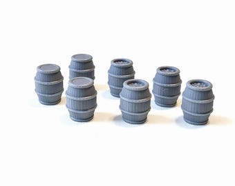 Miniature Barrels – Pack of 6, 8 or 10 – 28mm Scatter Terrain – D&D, Warhammer, Tabletop Scenery