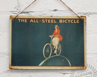 Raleigh Racers Advert Vintage Metal Wall Sign Plaque Mancave Bike Cycle Team TI