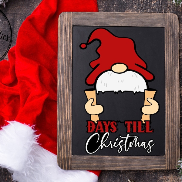 Christmas Countdown SVG, Christmas Gnome Countdown SVG, Christmas SVG, Chalkboard Christmas Countdown, Christmas Gnome svg