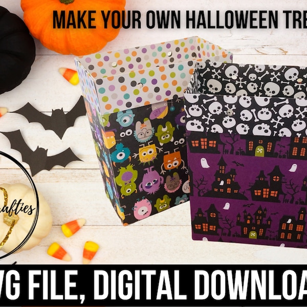 Halloween Gift Bags, Gift Bag Template, Gift Bag SVG, Cardstock Gift Bag Cut File, DIY Gift Bag