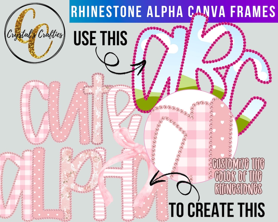 Rhinestone Outline Alphabet Canva Frame Template, Canva Letters, Canva ...