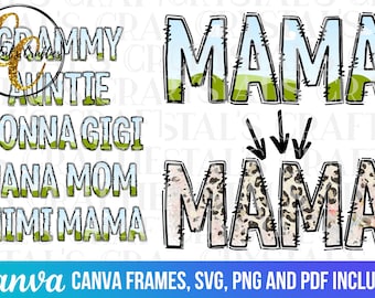 Mom Doodle Letters, this mama wears her heart on her sleeve, canva frame doodle letters, SVG doodle letters, Mama SVG, Mom SVG, Nana, Mimi