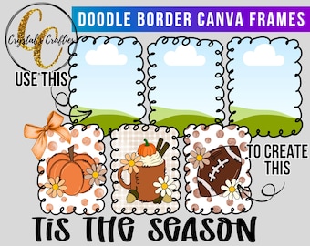Rectangle Doodle Border Canva Frames, Hand Drawn Border Canva Frames, Squiggle Outline Canva Frame Template