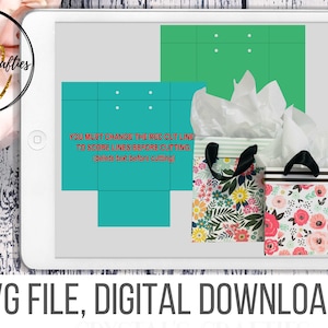 Modèle de sac cadeau, sac cadeau SVG, fichier découpé pour sac cadeau papier cartonné, sac cadeau DIY