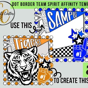 Modello di affinità per la squadra con bordo a pois, modello di design di affinità modificabile, modello di design per la maglietta dello spirito scolastico