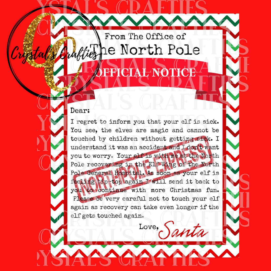 Elf Letters Naughty Warning Elf is Sick Letter Letters From - Etsy