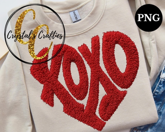 Valentines Latch Hook PNG, Red XOXO Hart, Valentine Yarn PNG, Valentines Day Shirt Design