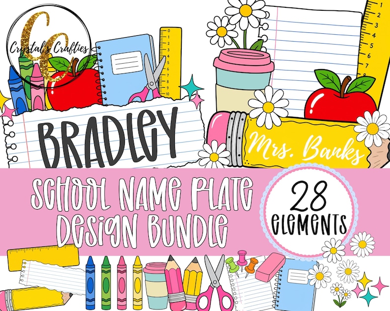 School Name Plate Clipart Bundle
