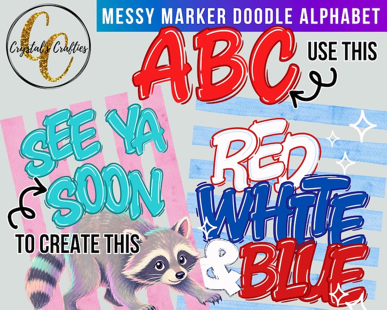 Messy Marker Doodle Alphabet Canva Template, Editable Canva Letters ...