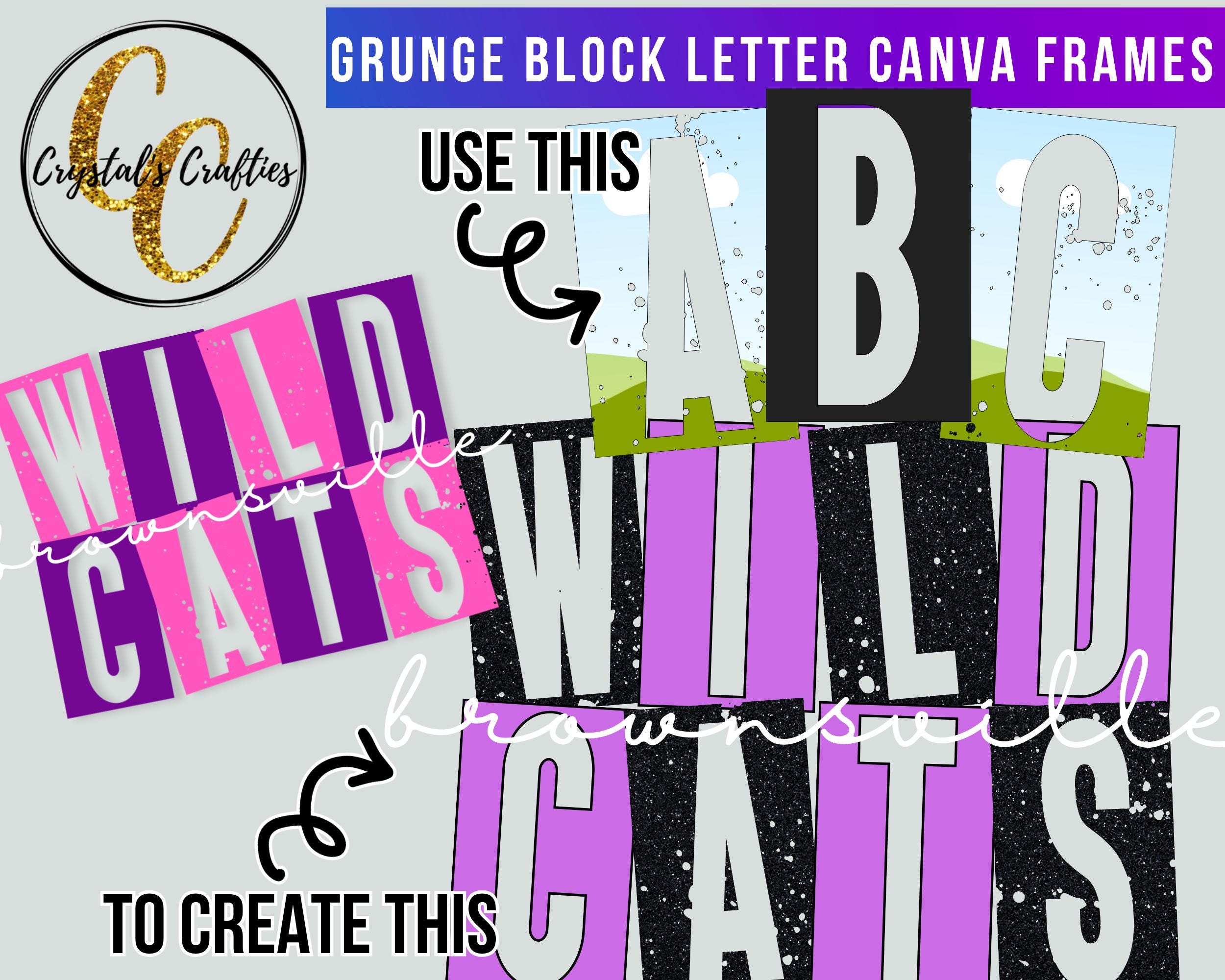 Letter Frame Blocks Grunge Block Letter Canva Frames, Chunky Canva Letter Frames, Grunge ...