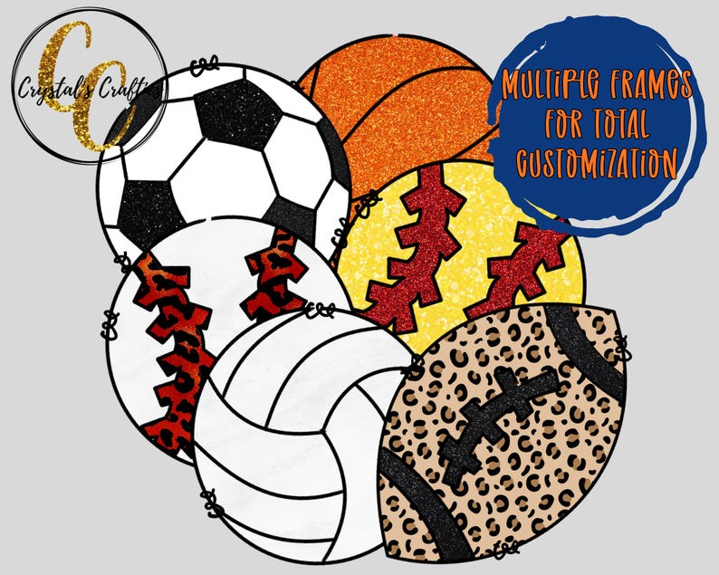 Sports Ball Canva Frames, Doodle Ball Canva Frames - Etsy