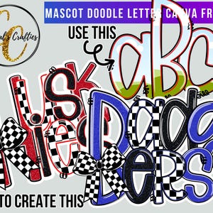 Mascot Doodle Letter Canva Frames, Canva Doodle Letter Frames, Canva Alphabet Frames