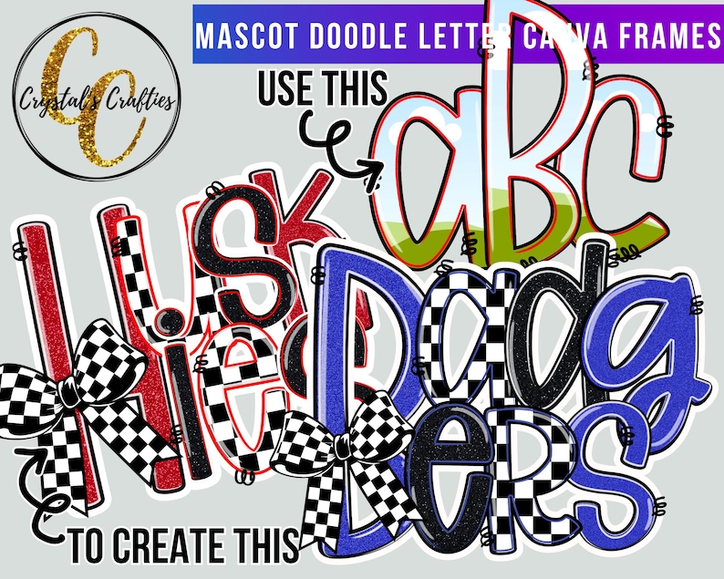 Mascot Doodle Letter Canva Frames