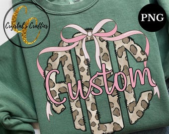 Custom Coquette Monogram PNG, Custom Leopard Coquette Monogram, Custom Coquette PNG, Personalized Leopard Print Monogram, Custom Text PNG