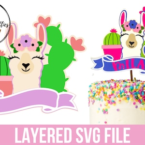 Lama Cake Topper SVG, Cake Topper SVG, Meisjes Verjaardagstaart Topper SVG, Verjaardagstaart Topper, lama Party, lama svg