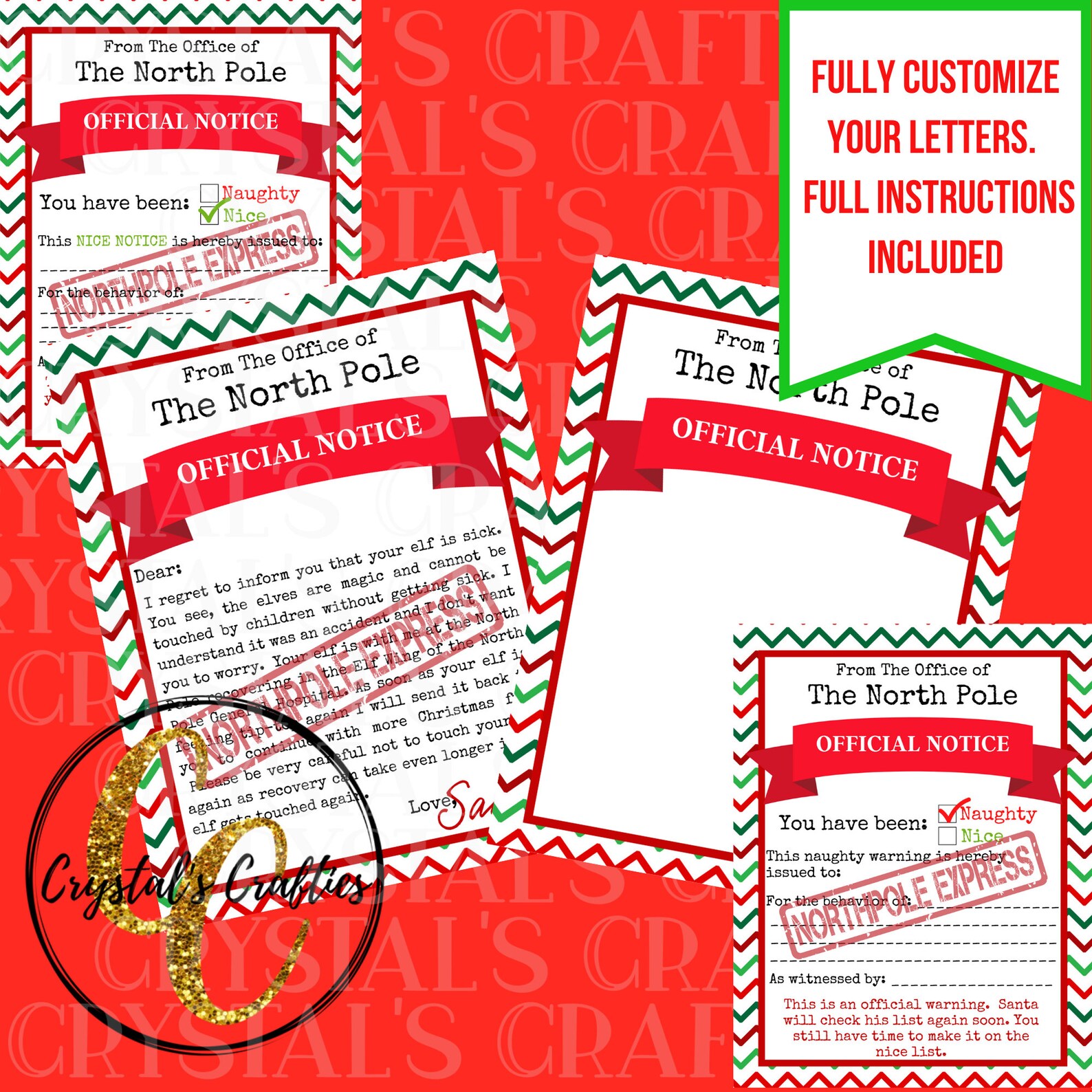 Elf Letters Naughty Warning Elf is Sick Letter Letters From - Etsy