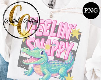 Retro Pastel Alligator PNG, Chalky Pastel Summer PNG, Feelin Snappy Crocodile PNG